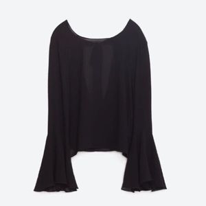 Dramatic bell sleeve open back Zara blouse